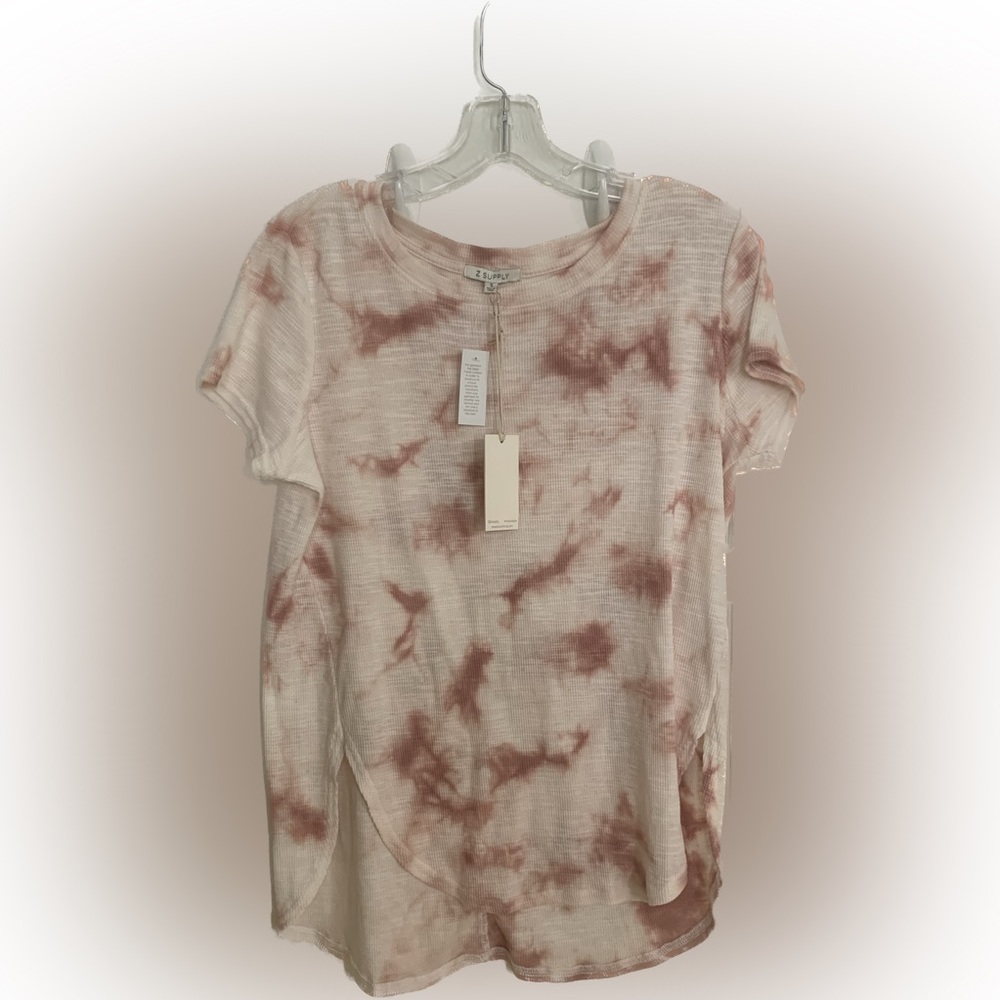 Z Supply NWT Blush tie dye ombré high-low top with slit - Size S